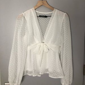 Fashion Union Long Sleeve Polka Dot Blouse